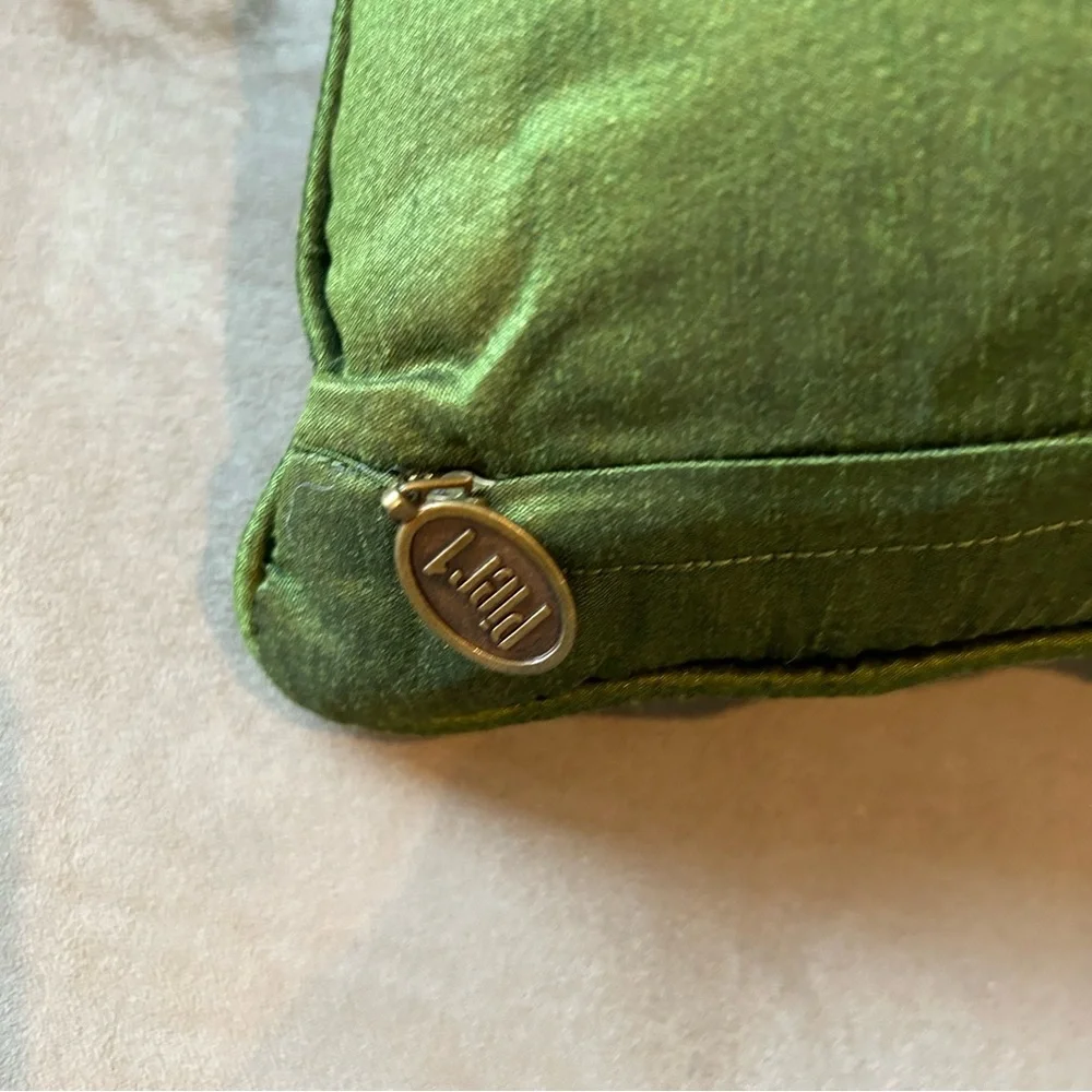 Pier 1 Green Velvet and Satin Like Sequin and Beaded Pillow Set